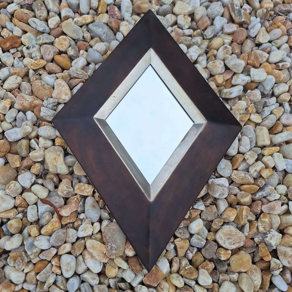 Mirror Wall Hanging Decor Rustic Metal Frame Vintage Modern Industrial Triangle